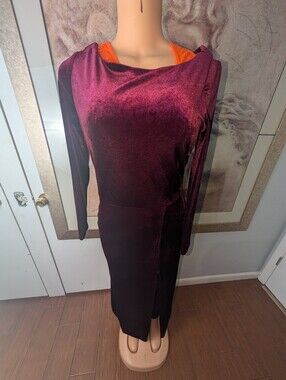 Rebecca B. Velvet Maxi Gown Evenings Dress Burgundy Plum Size 10